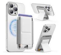 GONEZ Cartera MagSafe con soporte, tarjetero magnético más fuerte para iPhone 17/16/15/14/13/12, cartera de cuero de primera calidad con bloqueo RFID, 1 ranura, para 5 tarjetas, color blanco