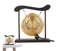 Gong de escritorio - Campana china Fengg Shuii Zen Gong de 7.6 x 1.7 x 7.87 pulgadas, campana fengg shuii con soporte y mazo, instrumentos musicales de escritorio | Dragón con símbolos Taiji, mesa de