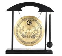 Gong de latón 1,25 cm / 4,92 pulgadas - Estilo Feng Shui Artístico, Meditación De Timbre De Escritorio Con Martillo | Platos Instrumentos De Percusión Para La Decoración De La Mesa Hogar