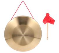 Gong de Mano con Mango, Instrumento de Percusión Dorado, 1 Set | Aleación Cobre Acero, Sonido Claro y Fuerte, Incluye Martillo y Cuerda, Uso en Percusión Estilo Aleatorio