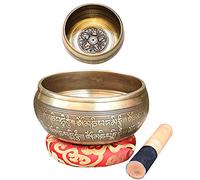 Gong, juego de cuencos tibetanos tallados con vajra cruzado, for sanación sonora, meditación, yoga, relajación y equilibrio de chakras. Hecho a mano en Nepal.(Five Buddha,12.5cm(4.92in))