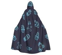Gongjuy Capa de cactus azul para adultos, accesorios de ropa, mago de Halloween para adultos, capa de terror con capucha