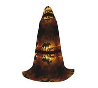 Gongjuy Disfraz de caballos negros con nubes rojas brillantes para niños, brujas y vampiros, capas con capucha para festivales infantiles