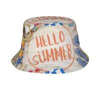 Gongjuy Hello Summer Beach Four Seasons - Sombrero de pescador para adultos, protector solar, frío, UV, sombrero coreano a rayas, color negro