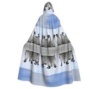 Gongjuy Jóvenes pingüinos con nieve - Capa de fiesta para adultos, accesorios de ropa, mago de Halloween para adultos, talla grande, capa de terror con capucha
