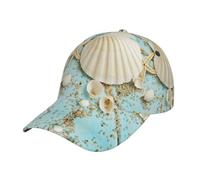 Gongjuy Ocean Sea Beach Seashells Starfish Blue Fashion Curved Eaves Adjustable Outdoor Sunscreen Holiday Joker Sports European Baseball Cap, Negro, Talla única