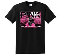 GONGZUO Pink White Yellow Black Red Mens Women T Shirt 100% Cotton p!nk All i Know so Far setlist Vinyl Cover Black(Small)