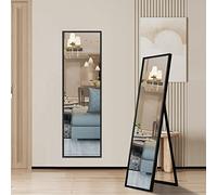 GONICVIN Espejos de Longitud Completa, Espejo de pie con Marco Negro para Colgar y Estar de pie, Espejo Grande de Cuerpo Completo, Espejo Decorativo para Dormitorio, baño, Sala de Estar (40 x 150 cm,