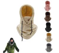 Goniome Sherpa Hood, Sherpa Ski Hood, Sherpa Hood Ski Mask,Wind-Resistant Winter Face Mask,Fleece Ski Mask For Men and Women. (Beige)