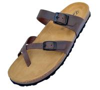 GONKOS®, Sandalias Bio de Piel, Plantilla Anatomica, Piel Autentica, Corcho Natural, Hebilla ajustable, Sandalias dedo Unisex, Sandalias de Calidad Hechas en España, Color Marron Talla 41