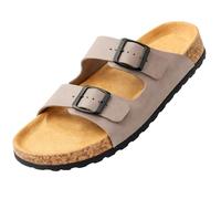 GONKOS®, Sandalias de Piel con Hebillas, Piel Autentica, Corcho Natural, Hebillas ajustables al Pie, Sandalias Hombre/Mujer, Sandalias de Calidad Hechas en España, Color Piedra Talla 36