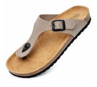 GONKOS®, Sandalias de Piel, Plantilla Anatomica de Corcho, Piel Autentica, Corcho Natural, Hebilla ajustable, Sandalias de dedo Unisex, Sandalias de Calidad Hechas en España, Color Piedra Talla 44