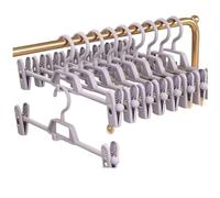 GONMDOPY Perchas para Abrigos, 10 Perchas para Ropa, Percha para Faldas, Gancho Ahorrador de Espacio, Percha para Pantalones, Pinza para Pantalones,Arre Ajustable./Purple/10Pcs
