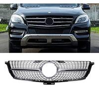 gonmf Coche Rejillas Frontales Radiador para Mercedes Benz ML Class W166 300 320 350 400 500 550 2012 2013 2014 | Delantero Capó Parachoques Resistente Al Calor Malla Modificación Accesorios,1 Silver
