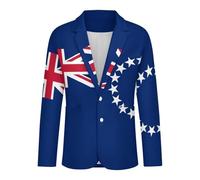 GONMFKM Blazer para Hombre con Estampado De La Bandera De Las Islas Cook Corte Entallado Informal Deportivo para Fiesta De Graduación Diaria Ligero De 2 Botones para Fiesta Formal Y Diario Talla L