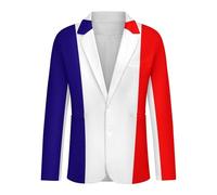 GONMFKM Blazer para Hombre Corte Entallado Estampado De Bandera De Francia Informal Deportivo para Uso Diario Fiesta De Graduación Ligero De 2 Botones Talla Grande para Negocios Y Uso Diario Talla L
