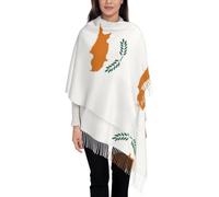 GONMFKM Bufandas Para Mujeres Y Niñas Bufandas Con Estampado De La Bandera De Chipre Mantas Con Borlas Grandes Estolas Chales Cálidos Antifrío De Gran Tamaño Para Invierno Y Primavera