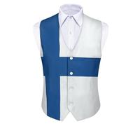 GONMFKM Chaleco De Hombre Con Cuello En V Estilo Formal De Negocios Corte Entallado Clásico Informal Para Fiesta Con Estampado De La Bandera De Finlandia Talla 4Xl