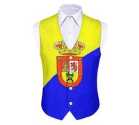 GONMFKM Chaleco Formal De Negocios Con Cuello En V Para Hombre Corte Entallado Clásico Informal Para Fiesta Con Estampado De La Bandera De Gran Canaria Talla Xl