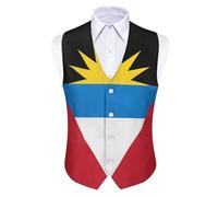 GONMFKM Chalecos De Traje Con Cuello En V Para Hombre Corte Entallado Formal Informal De Negocios Con Estampado De La Bandera De Antigua Y Barbuda Clásico Para Fiesta Esmoquin Talla 3Xl