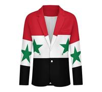 GONMFKM Chaqueta Blazer Entallada para Hombre Ligera Informal De Dos Botones para Uso Diario con Estampado De La Bandera De Siria Elegante Chaqueta De Traje Talla 5XL