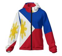 GONMFKM Chaqueta Cortavientos Con Capucha Para Hombre Con Estampado De La Bandera De Filipinas Ligera Transpirable Softshell Para Senderismo Ciclismo Y Safari 3Xl