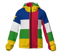 GONMFKM Chaqueta Cortavientos Ligera Con Capucha Para Hombre Con Estampado De La Bandera De La República Centroafricana Cremallera Completa Ideal Para Camping Running Y Senderismo 5Xl