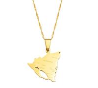 GONMFKM Collar Colgante De Mapa De Nicaragua De Moda - Cadena De Gargantilla De Tarjeta De Encanto Con Patrón De Impresión De Letras Vintage Con Ciudades, Collar De Suéter Único Accesorios De Joyerí
