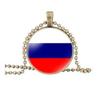 GONMFKM Collar Con Colgante De Bandera De Rusia De Moda, Cadena De Clavícula Con Cuentas De Cabujón De Cristal Personalizada, Para Mujeres, Hombres, Joyería, Cadena De Suéter, Accesorios De Regalo,