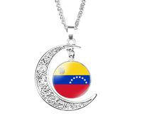 GONMFKM Collar Con Colgante De Bandera Nacional De Venezuela De Moda - Gargantilla Étnica De País De América Del Sur Con Dije De Luna, Para Mujeres, Hombres, Joyería Patriótica, Cadena De Suéter De