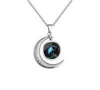 GONMFKM Collar Con Dije De 12 Constelaciones - Horóscopo Del Zodíaco Personalidad Luna Colgante De Vidrio Verde Cadena Para Suéter, Accesorios De Regalo De Joyería Para Hombres Y Mujeres, Acuario, A