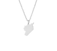 GONMFKM Collar De Mapa De Siria De Moda - Collar De Mapa De Siria Brillante Geométrico Para Hombres Y Mujeres Collar De Mapa De Siria De Estilo Étnico Collar De Amistad Con Encanto Joyería Para Rega