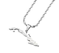 GONMFKM Collar De Mapa Nacional De Cuba De Moda - Cadena De Suéter Con Colgante De Encanto Étnico Patriótico Con Nombre De Ciudades, Para Mujeres, Niñas, Niños, Cadena De Clavícula, Accesorios De Jo