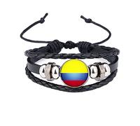 GONMFKM Fashion Time Stone Pulseras Trenzadas Ajustables, Pulsera De Paracord Con Dije De Bandera De Colombia Para Hombres Y Mujeres, Pulsera De Cuero Trenzada Multicapa Hecha A Mano, Regalo De Joye