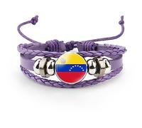 GONMFKM Pulsera De Bandera De Piedra Del Tiempo De Venezuela De Moda Para Mujer Pulsera De Paracord De Cuerda Trenzada Multicapa De Cuero Creativo Joyería Para Parejas, Joyería Trenzada Hecha A Mano