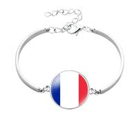 GONMFKM Pulsera De La Bandera De Francia De Moda - Brazalete De Botón Con Dije De Cabujón De Cúpula De Vidrio, Pulsera De La Bandera De Europa Pulsera Ajustable Accesorios De Regalo De Recuerdo Para