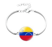 GONMFKM Pulsera De La Bandera De Venezuela De Moda - Brazalete Con Dije De La Bandera Nacional De Piedra Del Tiempo De Moda Ajustable Para Mujeres Y Hombres, Pulsera De Cabujón Con Cúpula De Vidrio,