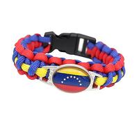 GONMFKM Pulsera De La Bandera De Venezuela De Moda: Pulsera Tejida Hecha A Mano Con Diseño De Boca De La Torre Patriota De Venezuela, Pulsera Colorida De La Bandera Nacional De Moda Para Mujeres, Ho