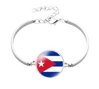 GONMFKM Pulsera De La Bandera Nacional De Cuba De Moda - Brazalete Con Dije De Cabujón De Cúpula De Vidrio Con Cadena Ajustable Del País De América Del Norte, Pulsera De Adorno, Accesorios De Regalo