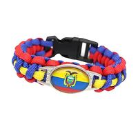 GONMFKM Pulsera Trenzada Con Bandera De Ecuador A La Moda Mapa Vintage Pulseras Trenzadas Hechas A Mano Elásticas Para Mujer, Pulsera Trenzada Hecha A Mano Creativa Joyería De Paracord Novedosa Para