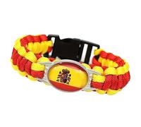 GONMFKM Pulseras Trenzadas Coloridas De Moda, Pulsera De Paracord Con Dije De Bandera De España Para Hombres Y Mujeres, Pulsera De Cuero Trenzado Multicapa Hecha A Mano, Regalo De Joyería Para Parej