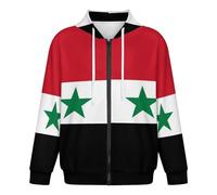 GONMFKM Sudadera con Capucha Cremallera Completa para Hombre De Manga Larga Bolsillos Chaqueta con Capucha S-5Xl con Estampado De Bandera De República Árabe Siria Sudaderas para Ropa Deportiva S