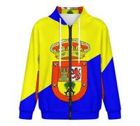 GONMFKM Sudadera con Capucha Y Cremallera De Manga Larga para Hombre con Estampado 3D De La Bandera De Gran Canaria Informal Extragrande Unisex con Cremallera Y Bolsillo Estilo Hip Hop Talla 2XL