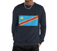 GONMFKM Sudadera con Estampado De La Bandera De La República Democrática del Congo Corte Regular Lisa para Trabajo Informal Cuello Redondo Jersey Deportivo De Manga Larga para Hombre Adulto