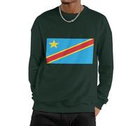 GONMFKM Sudadera De Manga Larga con Cuello Redondo para Hombre Estilo Casual con Estampado De La Bandera De La República Democrática del Congo Color Liso Cálida Ideal para Otoño Unisex