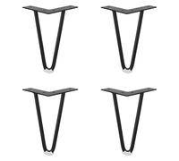 GONMPJZR 4 Horquillas Metálicas for Proyectos de Bricolaje - Mesa Negra con Protectores de Suelo y Tornillos for Soporte de TV o Mueble de Sofá(350mm/13.8in)