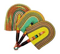 GONMPJZR Abanico de mano tejido, rafia de bambú tejida a mano, decoración de pared refrescante de verano, multicolor(10)