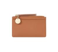 GONMPJZR Cartera Mini Bolsillo Ultrafino, Monedero con Cremallera y Llavero, Organizador de Tarjetas en Efectivo, Unisex(Brown)