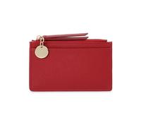 GONMPJZR Cartera Mini Bolsillo Ultrafino, Monedero con Cremallera y Llavero, Organizador de Tarjetas en Efectivo, Unisex(Red)