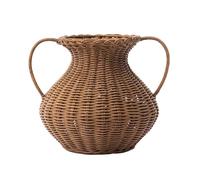 GONMPJZR Florero de ratán for Flores, Soporte Floral rústico Tejido a Mano con asa, decoración de Granja, Cesta de Flores de Mimbre Tejida